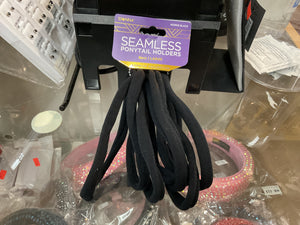 #2280 Black Seamless Ponytail Holders-Large