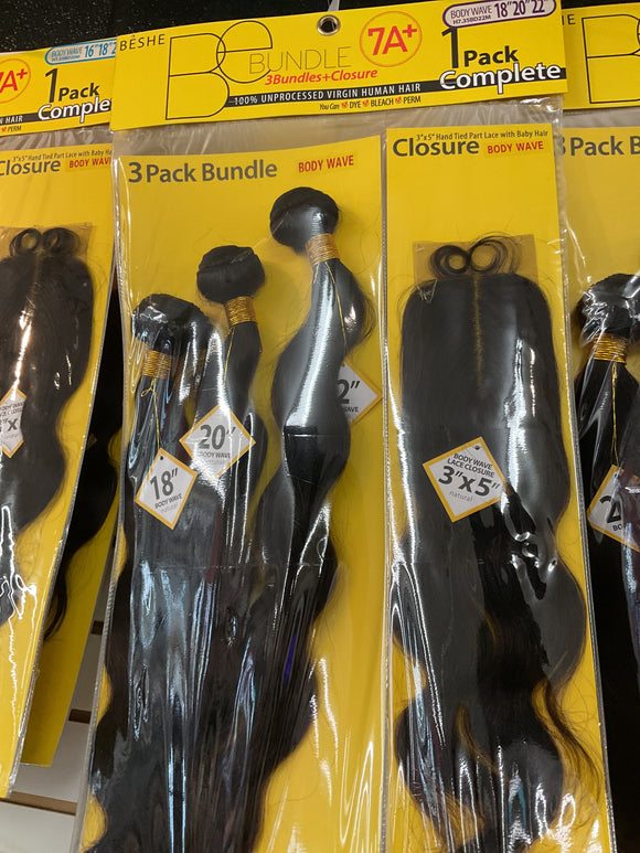 Nat Be Bundle 3 Bundles+Closure 182022” Body Wave