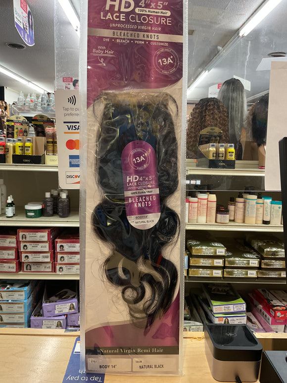 HD 4”x5” LACE CLOSURE Body 14” Nat.Black