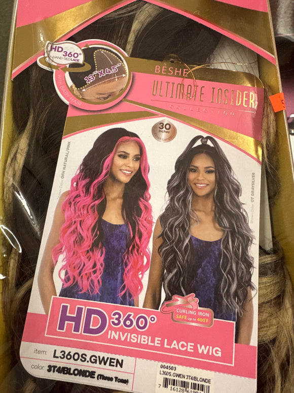 3T4/BLONDE L360S.GWEN Wig 30”