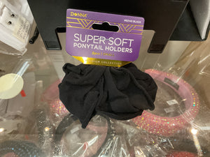 #82145 Black Super Soft Ponytail Holders